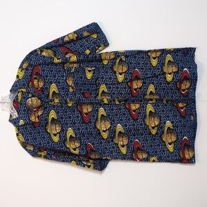 Vintage Saturn Pattern Short Sleeve Button Down Shirt